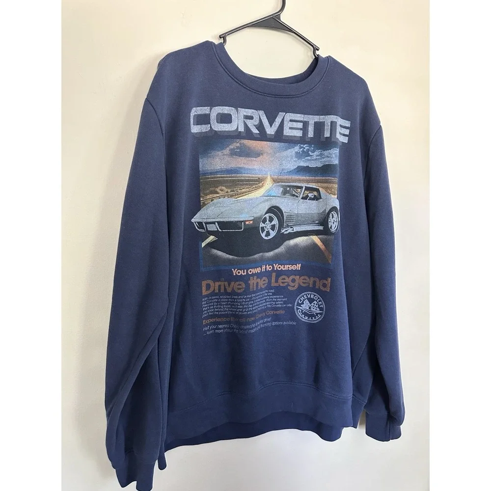 Chevrolet Corvette Crewneck Sweatshirt Men's XL Racing Long Sleeve Racing Logo - Picture 2 of 11